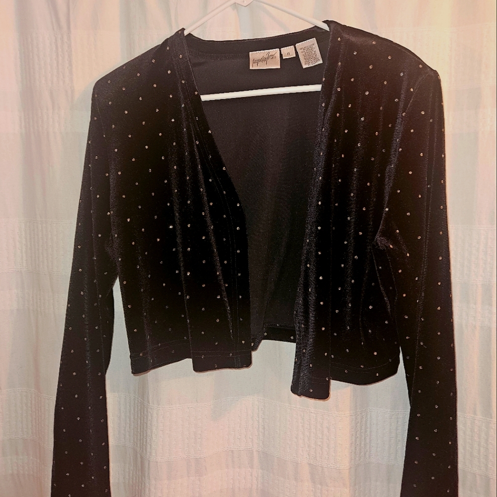 Jacqueline Ferrar Vintage Velour Black Jacket Size 8